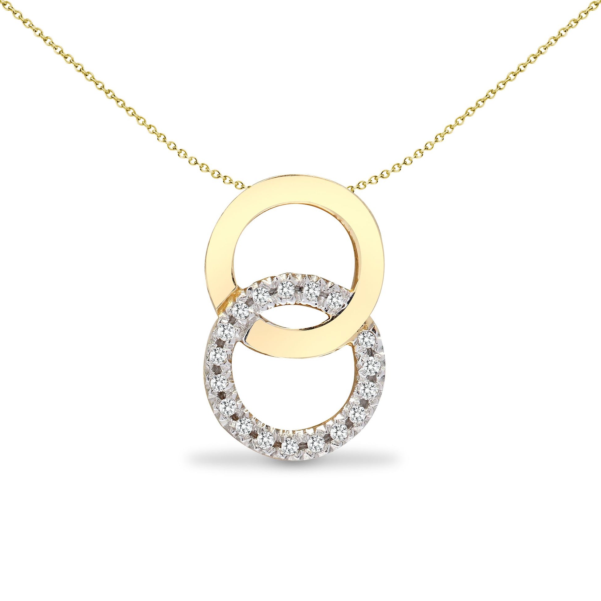 9ct Gold  0.1ct Diamond Magic Rings Halo Drop Pendant - 9P135
