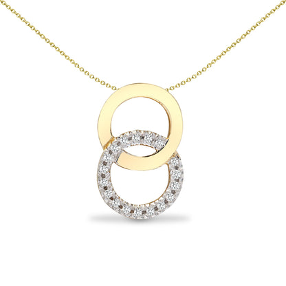 9ct Gold  0.1ct Diamond Magic Rings Halo Drop Pendant - 9P135