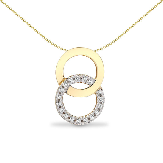 9ct Gold  0.1ct Diamond Magic Rings Halo Drop Pendant - 9P135