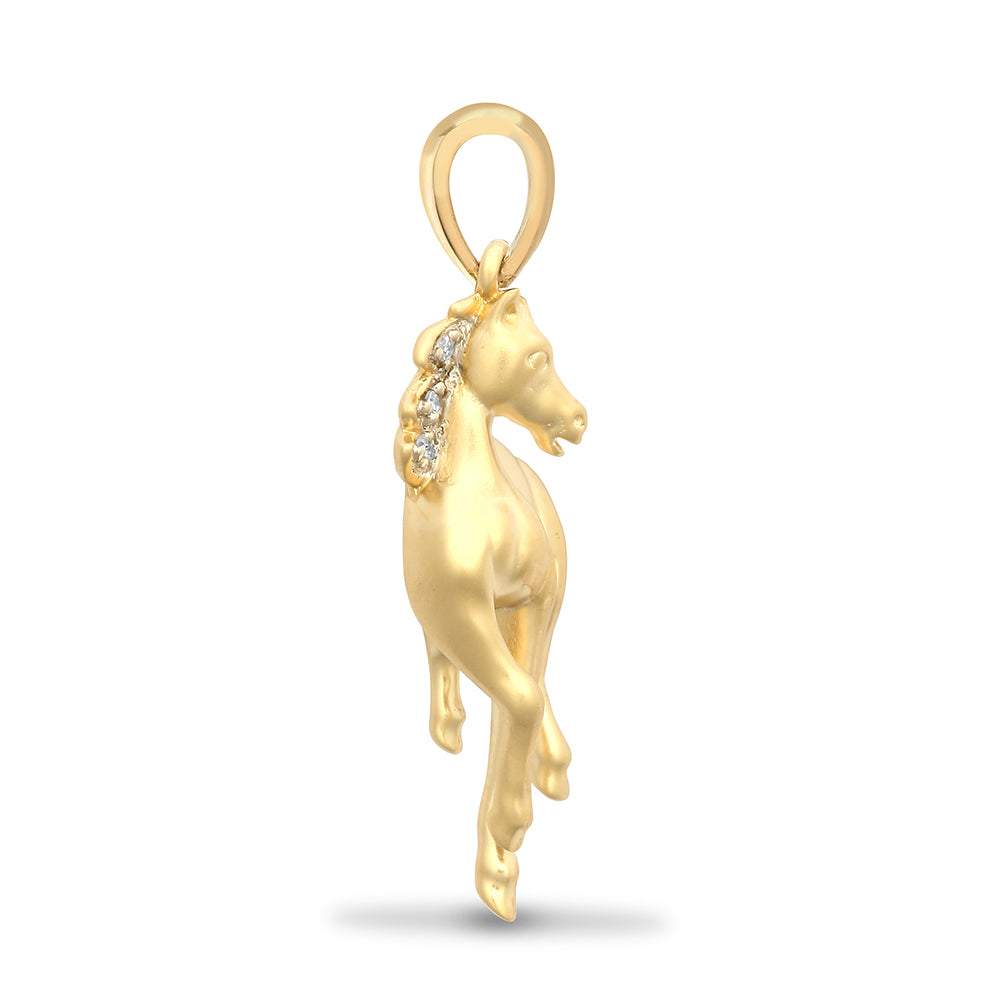 9ct Gold  0.01ct Diamond Stallion Horse Charm Pendant - 9P155