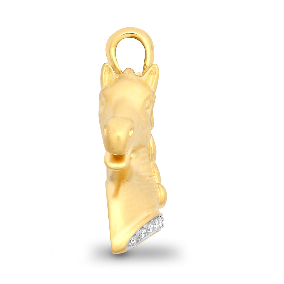9ct Gold  0.06ct Diamond Horse Head Charm Pendant - 9P156