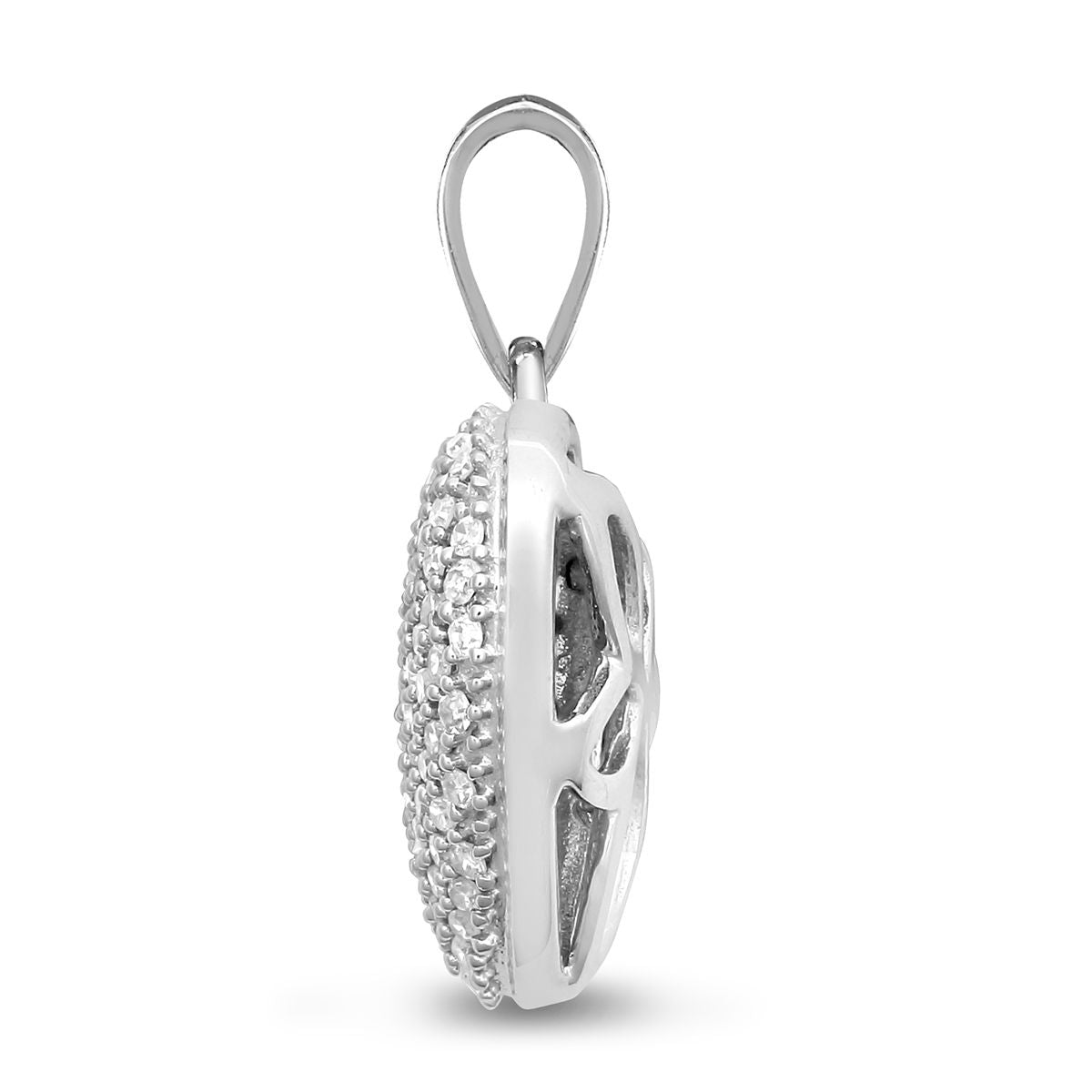 9ct White Gold  0.5ct Diamond Domed Love Heart Cluster Pendant - 9P159