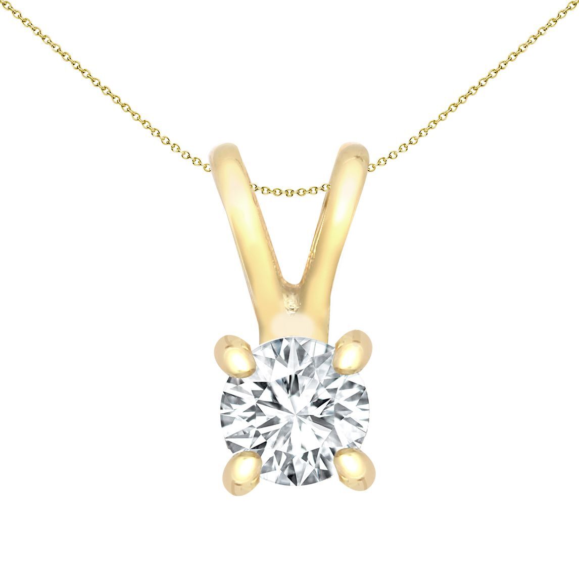 9ct Gold  0.1ct Diamond V-bale Solitaire Pendant - 9P160-010