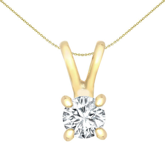 9ct Gold  0.1ct Diamond V-bale Solitaire Pendant - 9P160-010