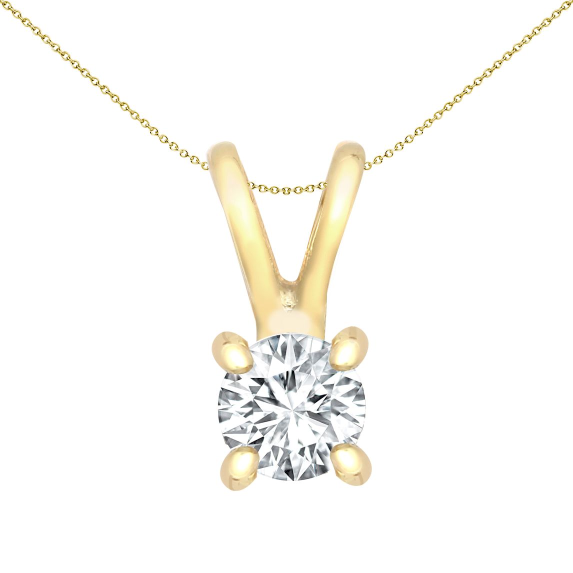 9ct Gold  0.3ct Diamond V-bale Solitaire Pendant - 9P160-030