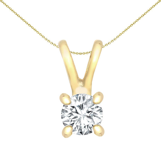 9ct Gold  0.3ct Diamond V-bale Solitaire Pendant - 9P160-030