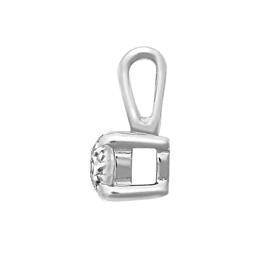 9ct White Gold  0.1ct Diamond V-bale Solitaire Pendant - 9P161-010