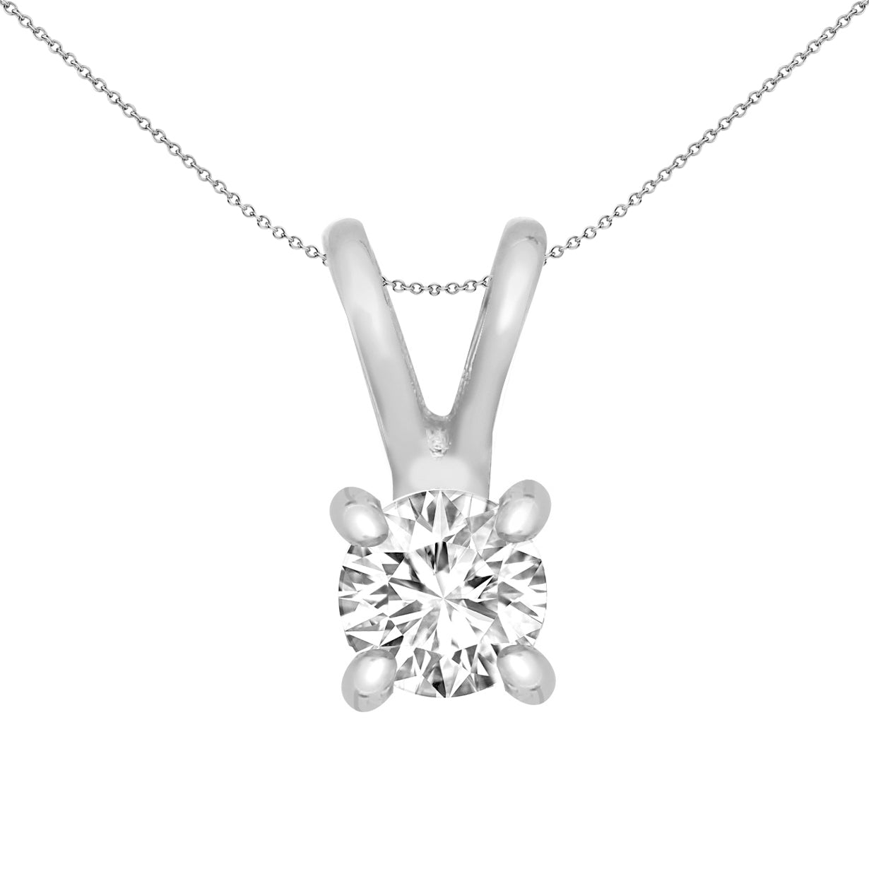 9ct White Gold  0.1ct Diamond V-bale Solitaire Pendant - 9P161-010