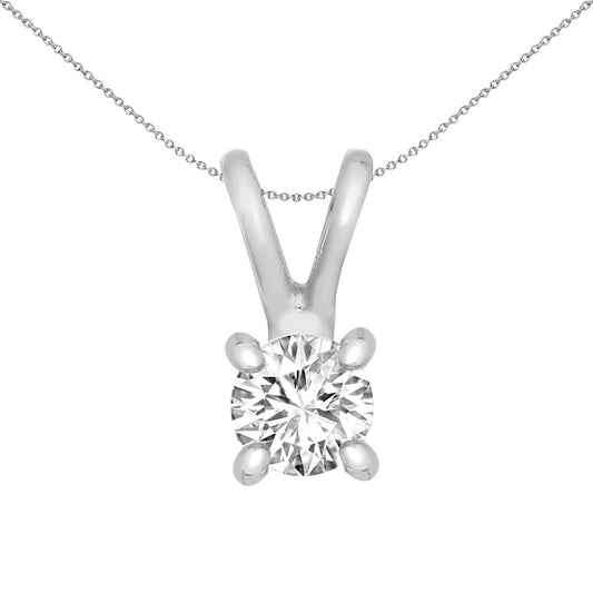 9ct White Gold 0.1ct Diamond V-bale Solitaire Pendant - 9P161-010