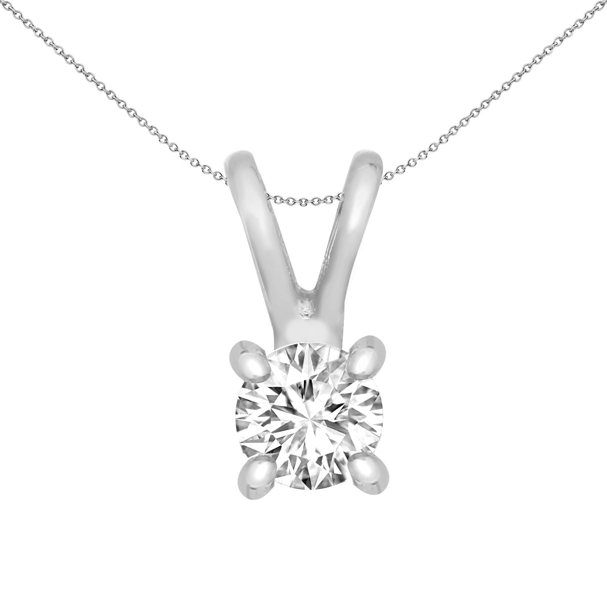 9ct White Gold  0.2ct Diamond V-bale Solitaire Pendant - 9P161-020