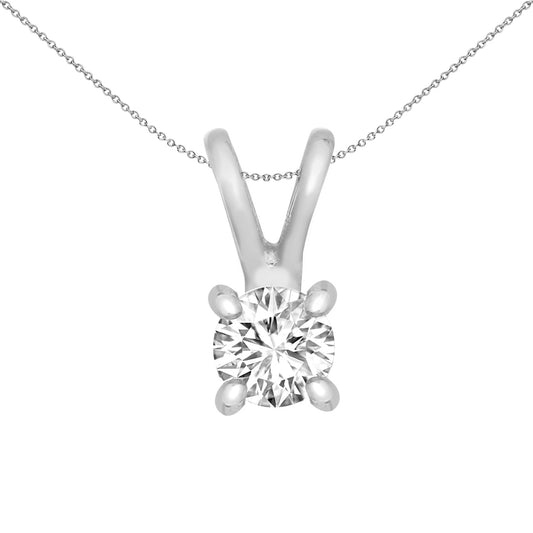 9ct White Gold  0.3ct Diamond V-bale Solitaire Pendant - 9P161-030