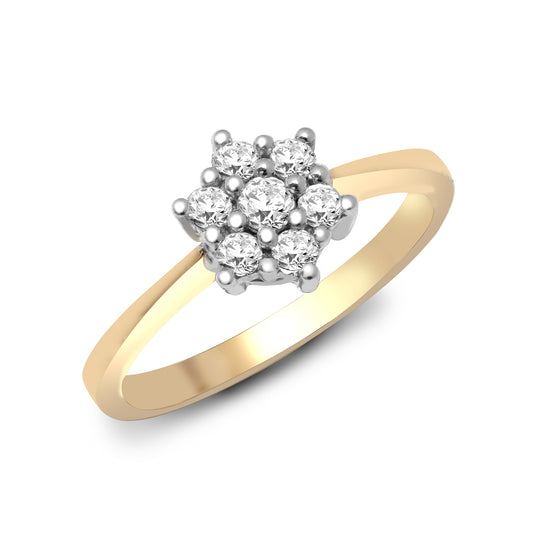 9ct Gold  0.33ct Diamond Classic 7 Stone Cluster Ring 8.5mm - 9R015