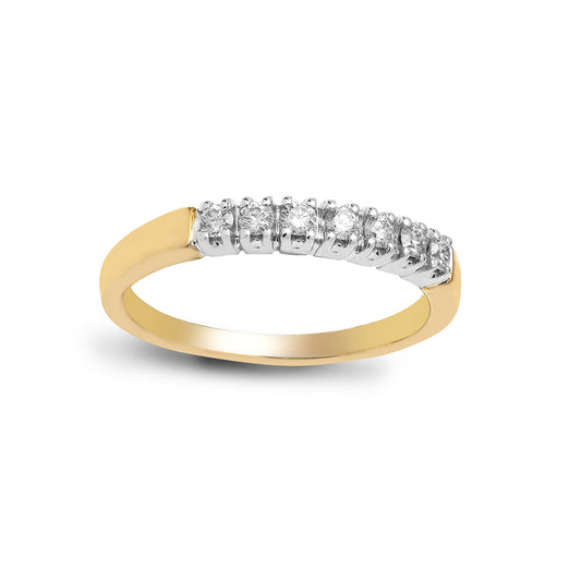 9ct Gold  0.25ct Diamond 7 Stone Half Eternity Ring 3mm - 9R018