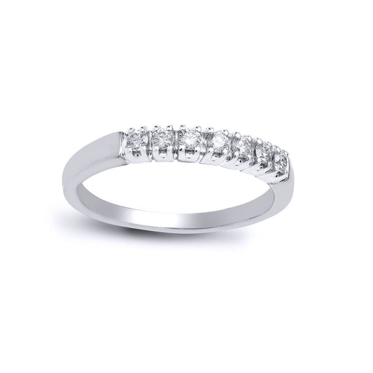 9ct White Gold 0.25ct Diamond 7 Stone Half Eternity Ring 3mm - 9R019