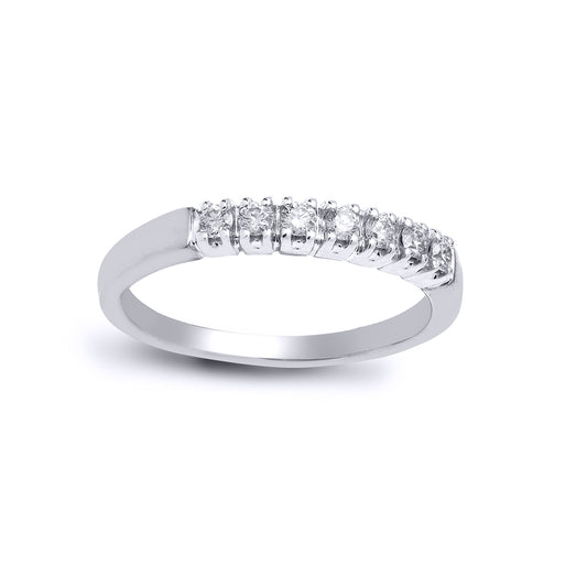 9ct White Gold  0.25ct Diamond 7 Stone Half Eternity Ring 3mm - 9R019