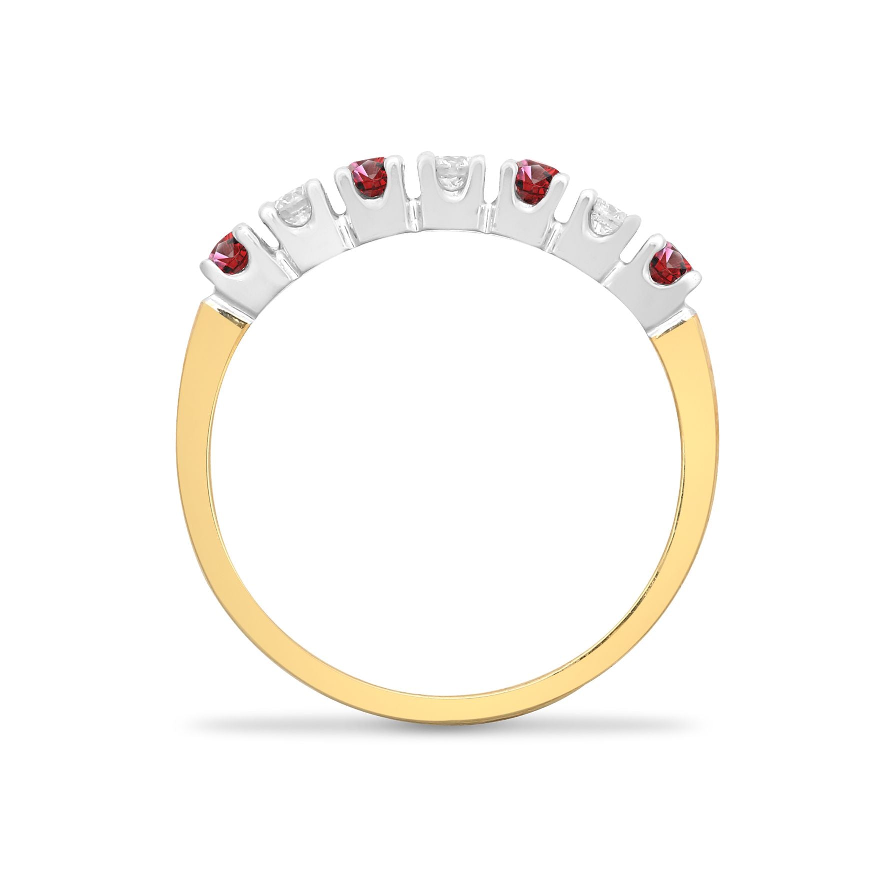 9ct 2 Colour Gold  Diamond Ruby 7 Stone Royal Eternity Ring 3mm - 9R021