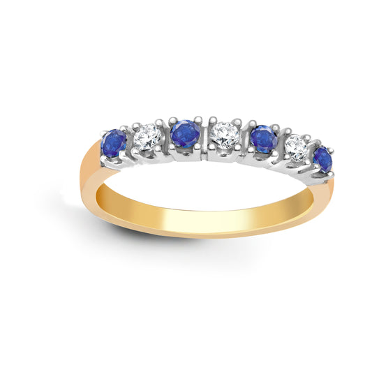 9ct 2 Colour Gold  Diamond Sapphire Royal Eternity Ring 3mm - 9R022