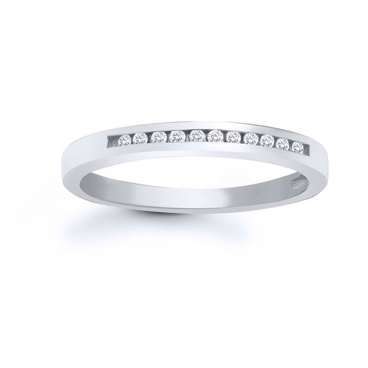 9ct White Gold 0.1ct Diamond Dainty Band Eternity Ring 2.5mm - 9R025