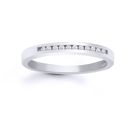 9ct White Gold  0.1ct Diamond Dainty Band Eternity Ring 2.5mm - 9R025