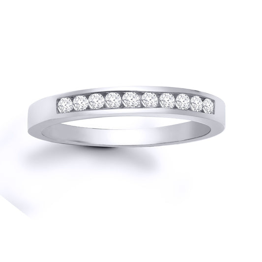 9ct White Gold 0.25ct Diamond Dainty Band Eternity Ring 3mm - 9R028