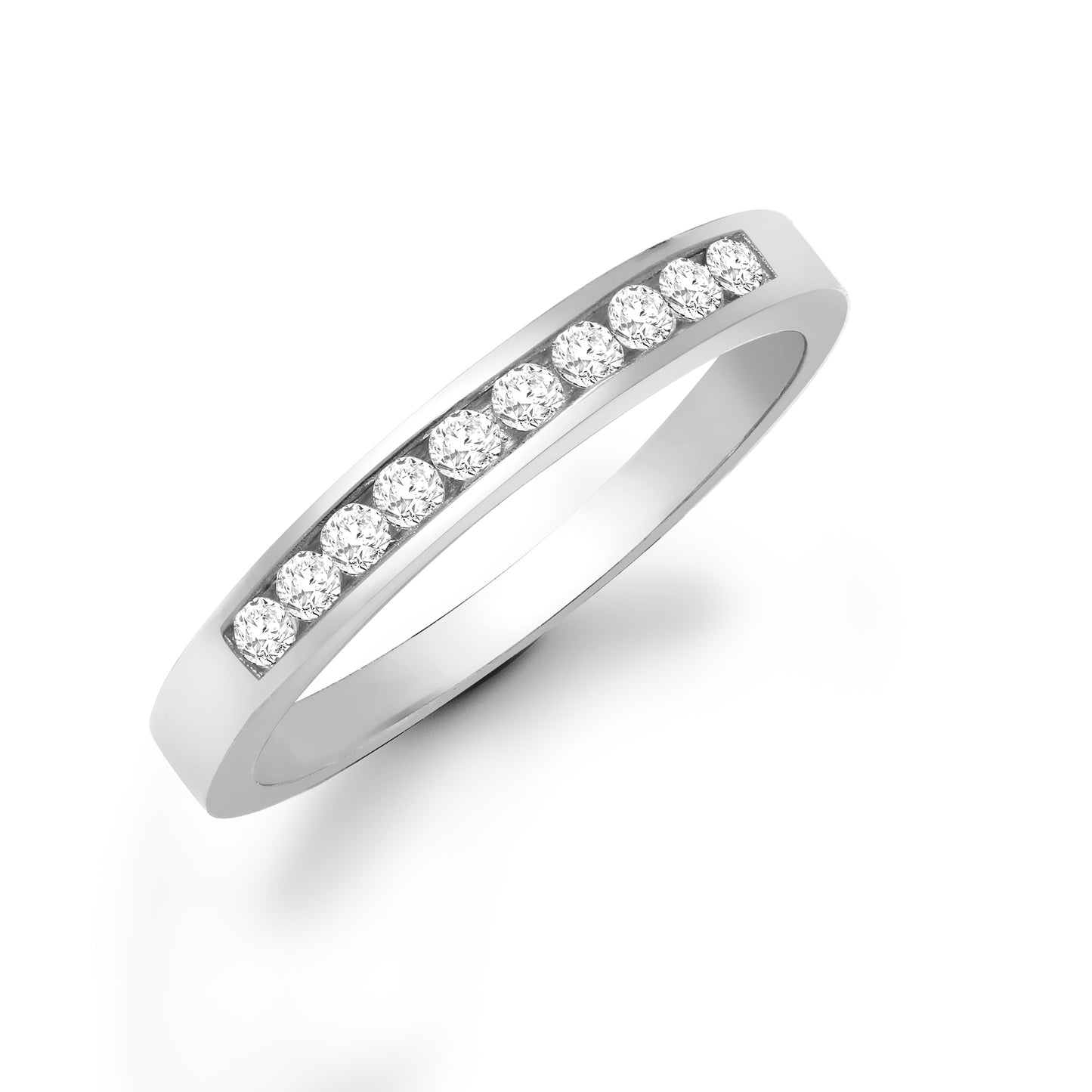 9ct White Gold  0.25ct Diamond Dainty Band Eternity Ring 3mm - 9R028