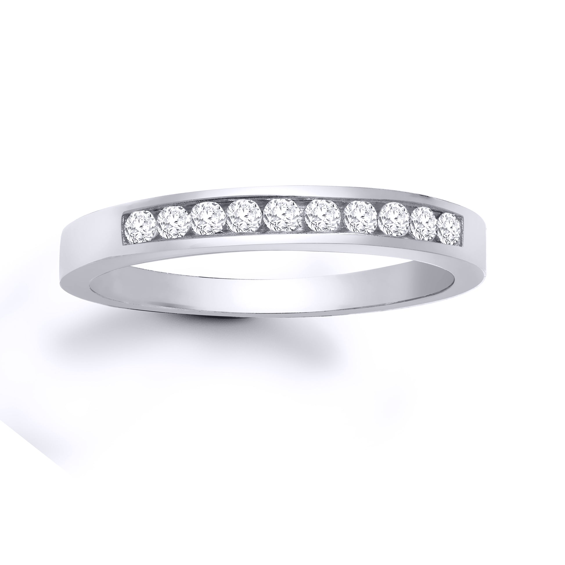 9ct White Gold  0.25ct Diamond Dainty Band Eternity Ring 3mm - 9R028