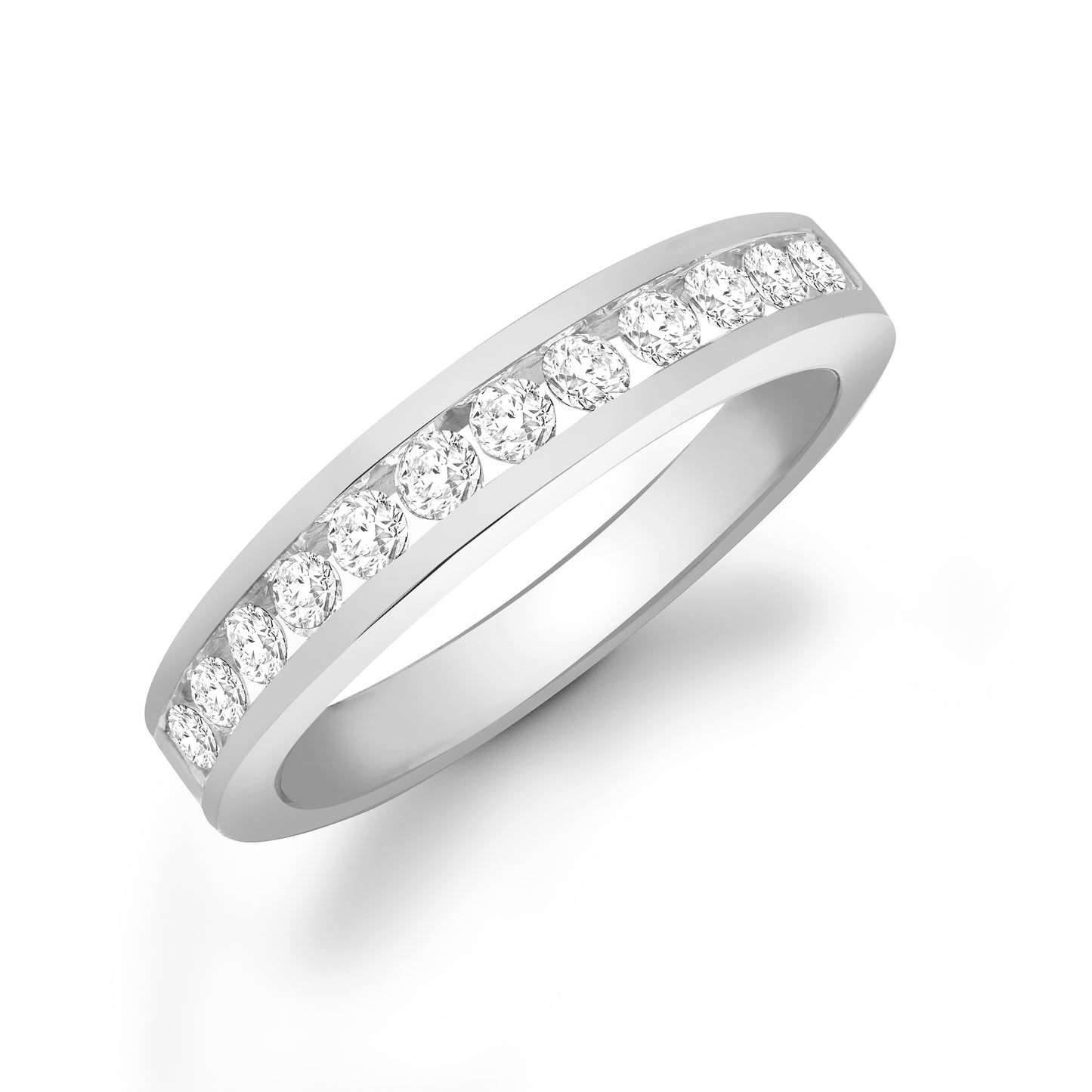 9ct White Gold  0.5ct Diamond Dainty Band Eternity Ring 4mm - 9R034