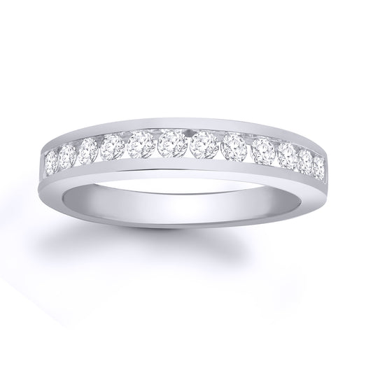 9ct White Gold  0.5ct Diamond Dainty Band Eternity Ring 4mm - 9R034