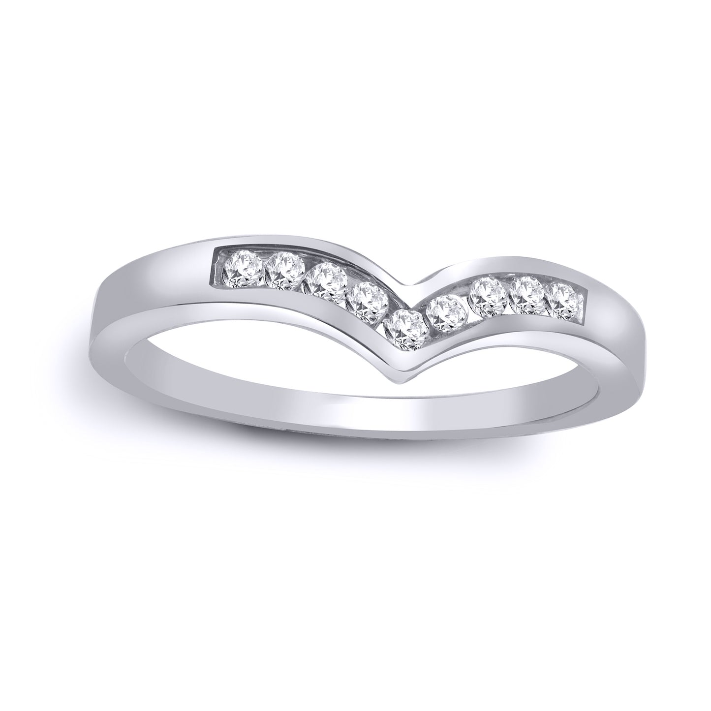 9ct White Gold  0.15ct Diamond Wishbone Eternity Ring 4.5mm - 9R044