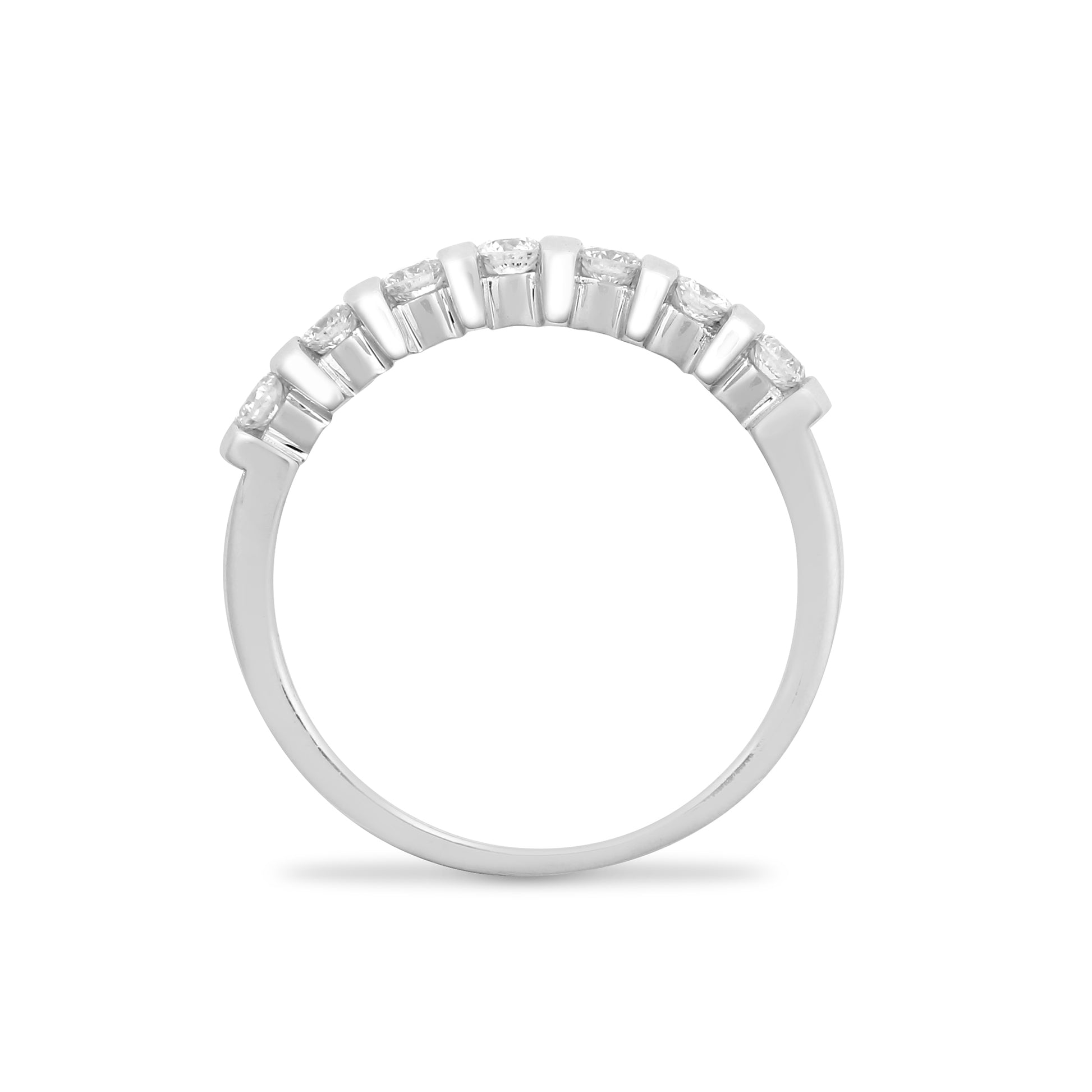 9ct White Gold  0.4ct Diamond 7 Stone Half Eternity Ring 3.5mm - 9R059