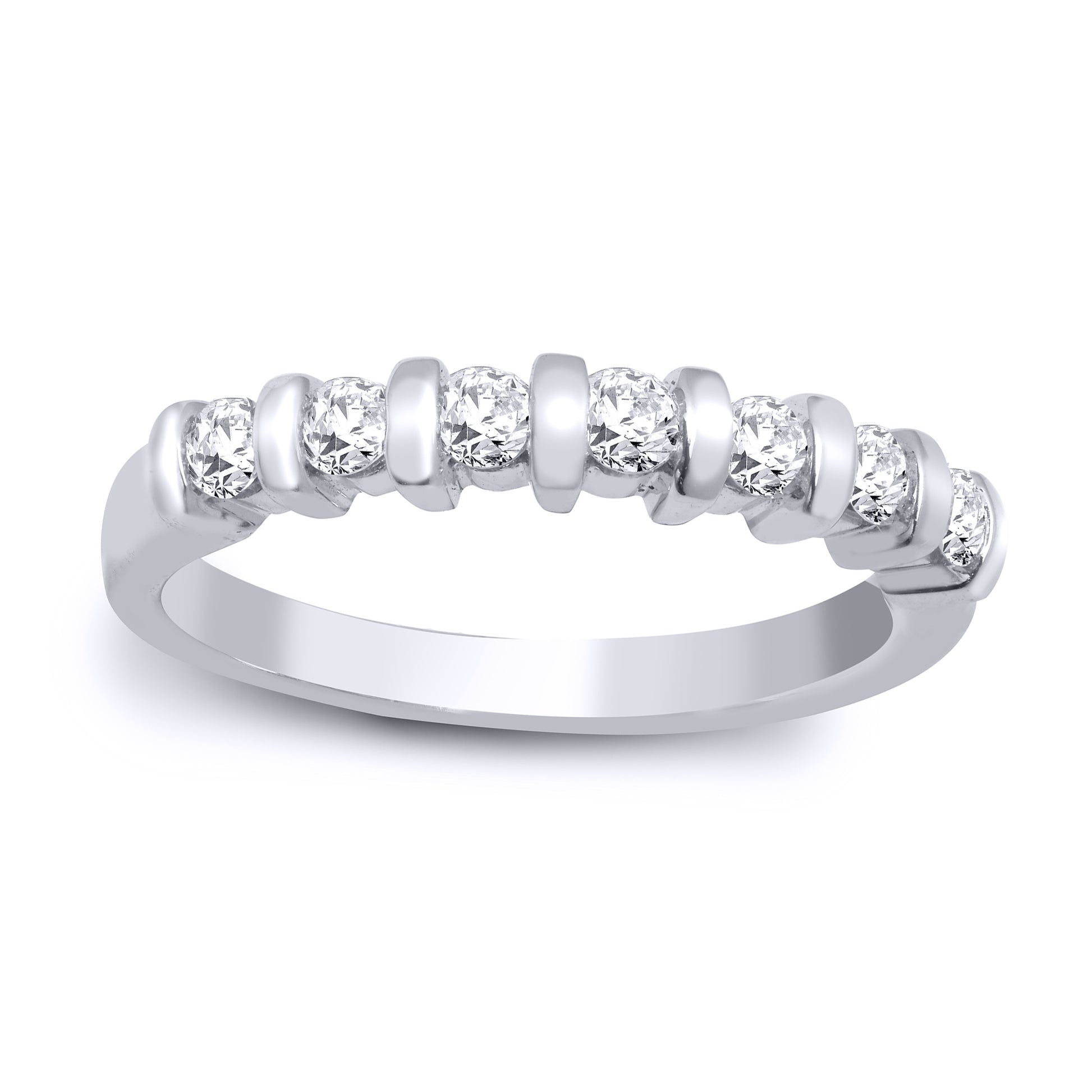 9ct White Gold  0.4ct Diamond 7 Stone Half Eternity Ring 3.5mm - 9R059