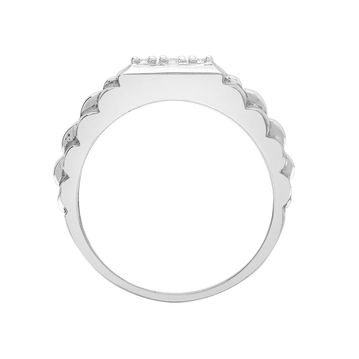 Mens 9ct White Gold  0.5ct Diamond Watch Signet Ring 12mm - 9R253