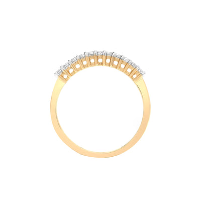 9ct Gold  0.22ct Diamond Dainty 11 Stone Half Eternity Ring 1.5mm - 9R350