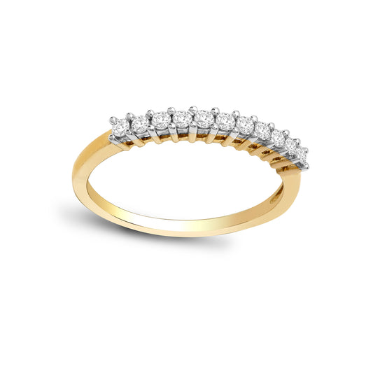 9ct Gold  0.22ct Diamond Dainty 11 Stone Half Eternity Ring 1.5mm - 9R350