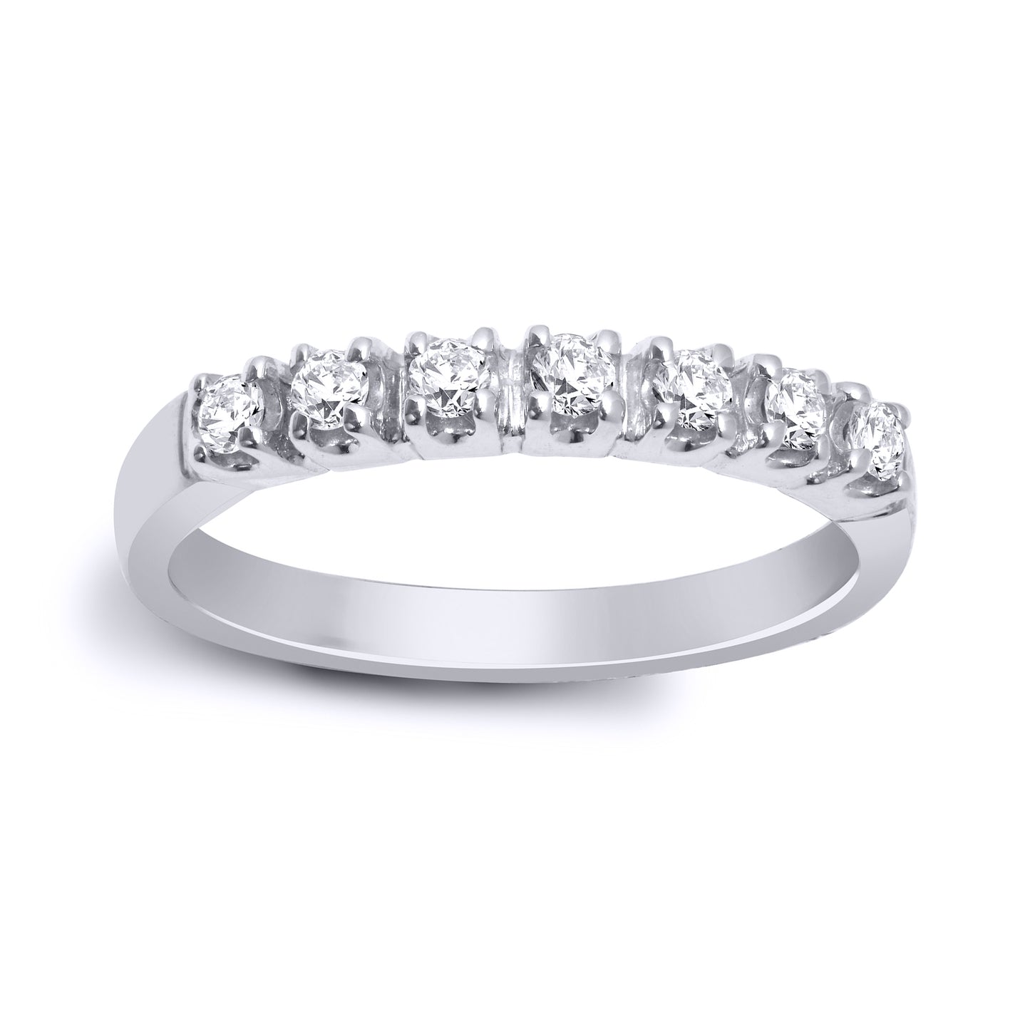 9ct White Gold  0.35ct Diamond 7 Stone Half Eternity Ring 3mm - 9R352