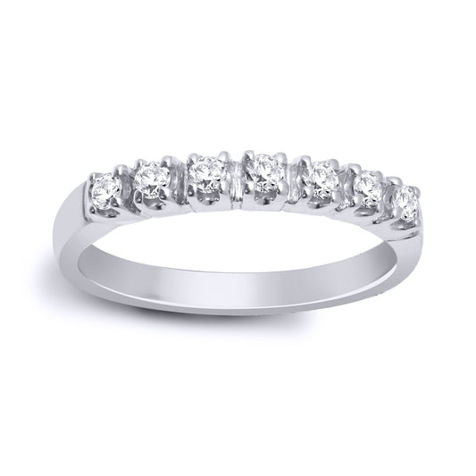 9ct White Gold 0.35ct Diamond 7 Stone Half Eternity Ring 3mm - 9R352