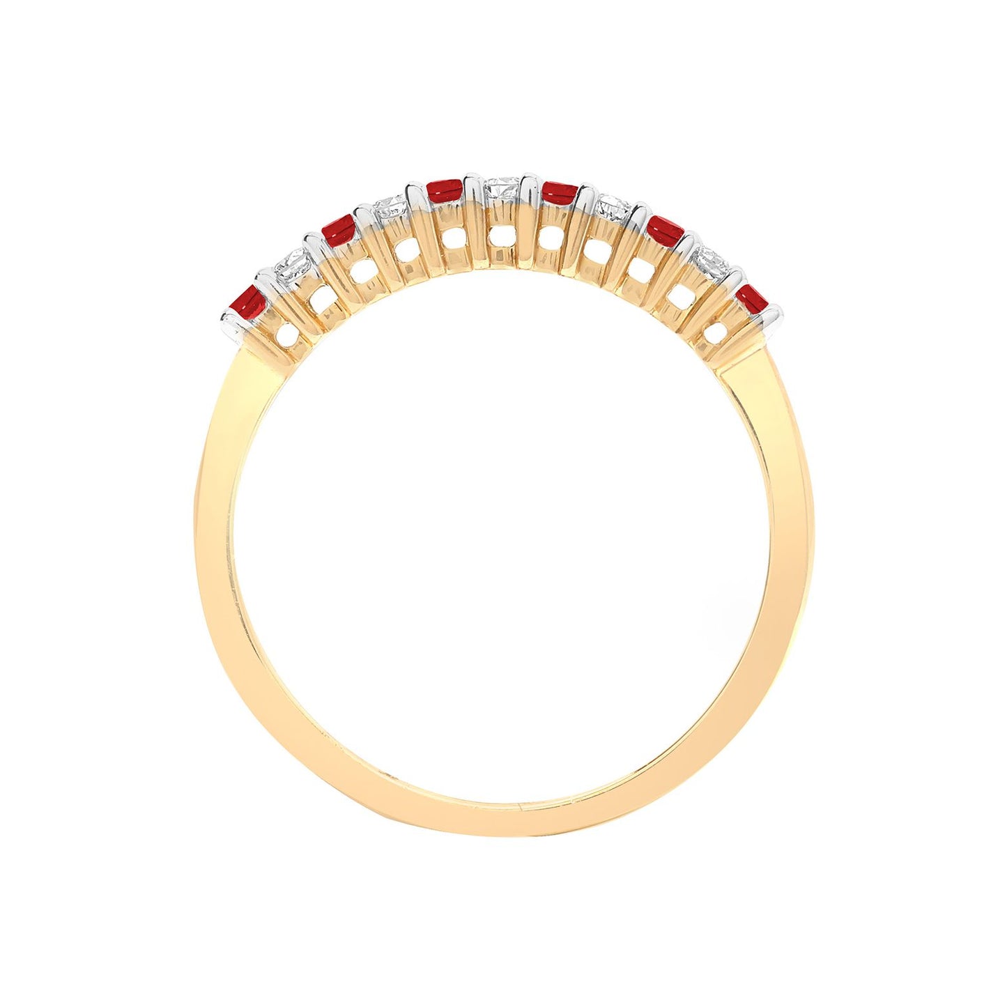 9ct Gold  Diamond Red Ruby 11 Stone Royal Eternity Ring 2mm - 9R386