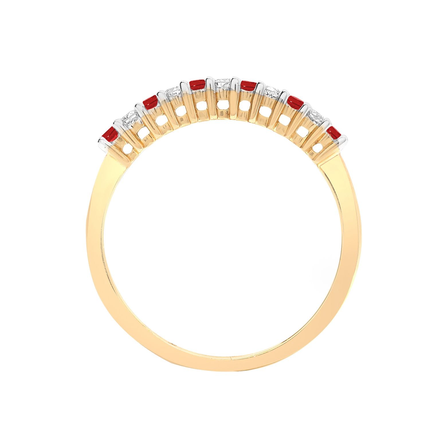 9ct Gold  Diamond Red Ruby 11 Stone Royal Eternity Ring 2mm - 9R386