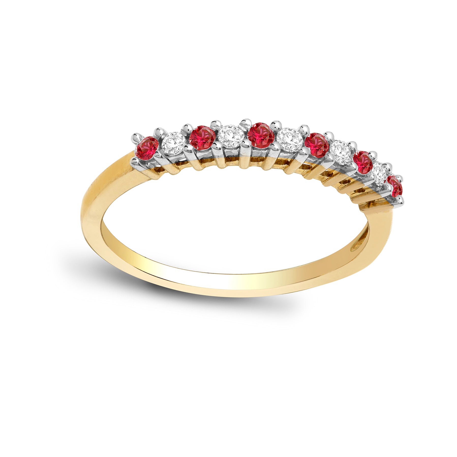 9ct Gold  Diamond Red Ruby 11 Stone Royal Eternity Ring 2mm - 9R386