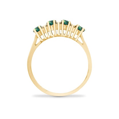 9ct Gold  Diamond Green Emerald Quadrilogy Eternity Ring 4mm - 9R391