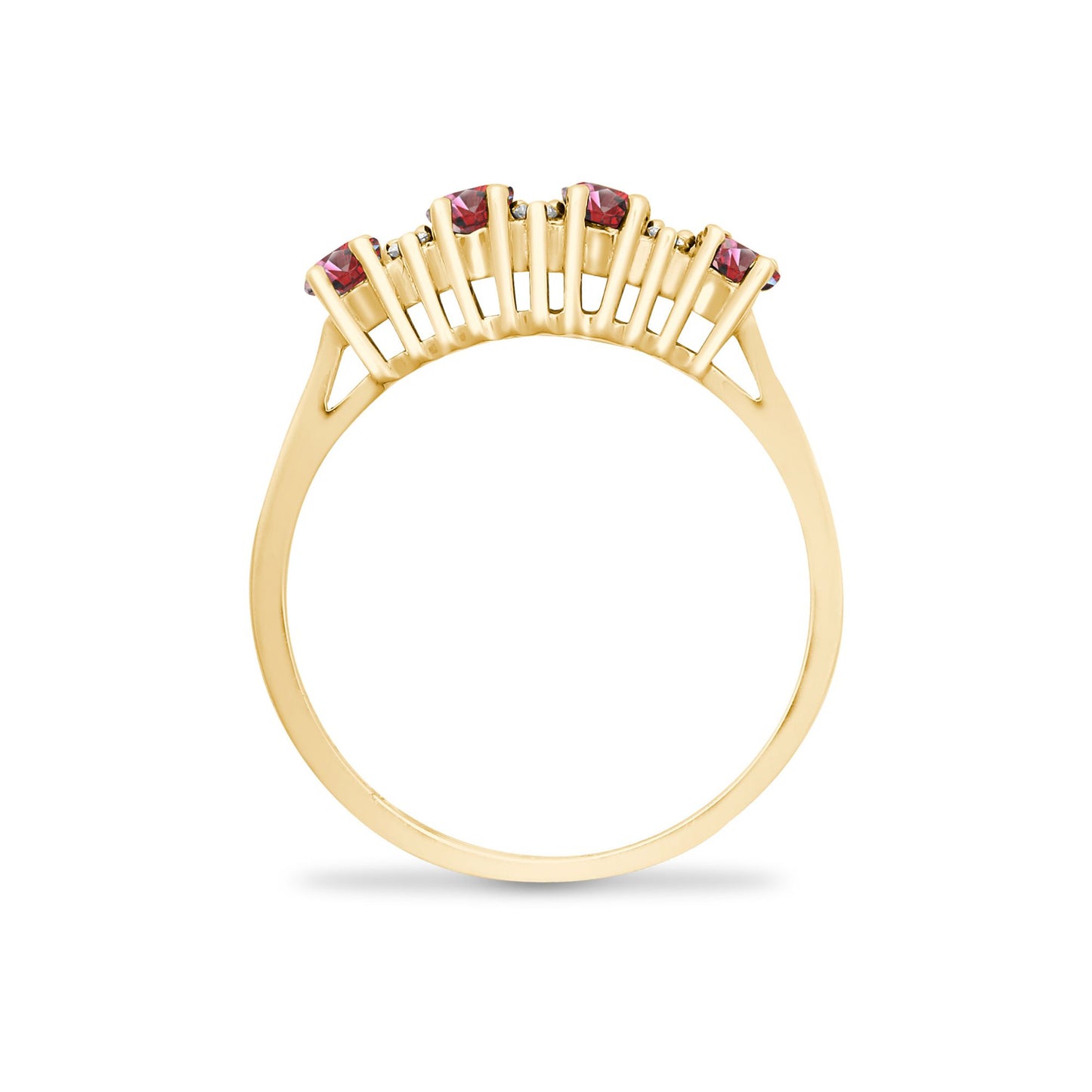 9ct Gold  Diamond Red Ruby Quadrilogy Eternity Ring 4mm - 9R392