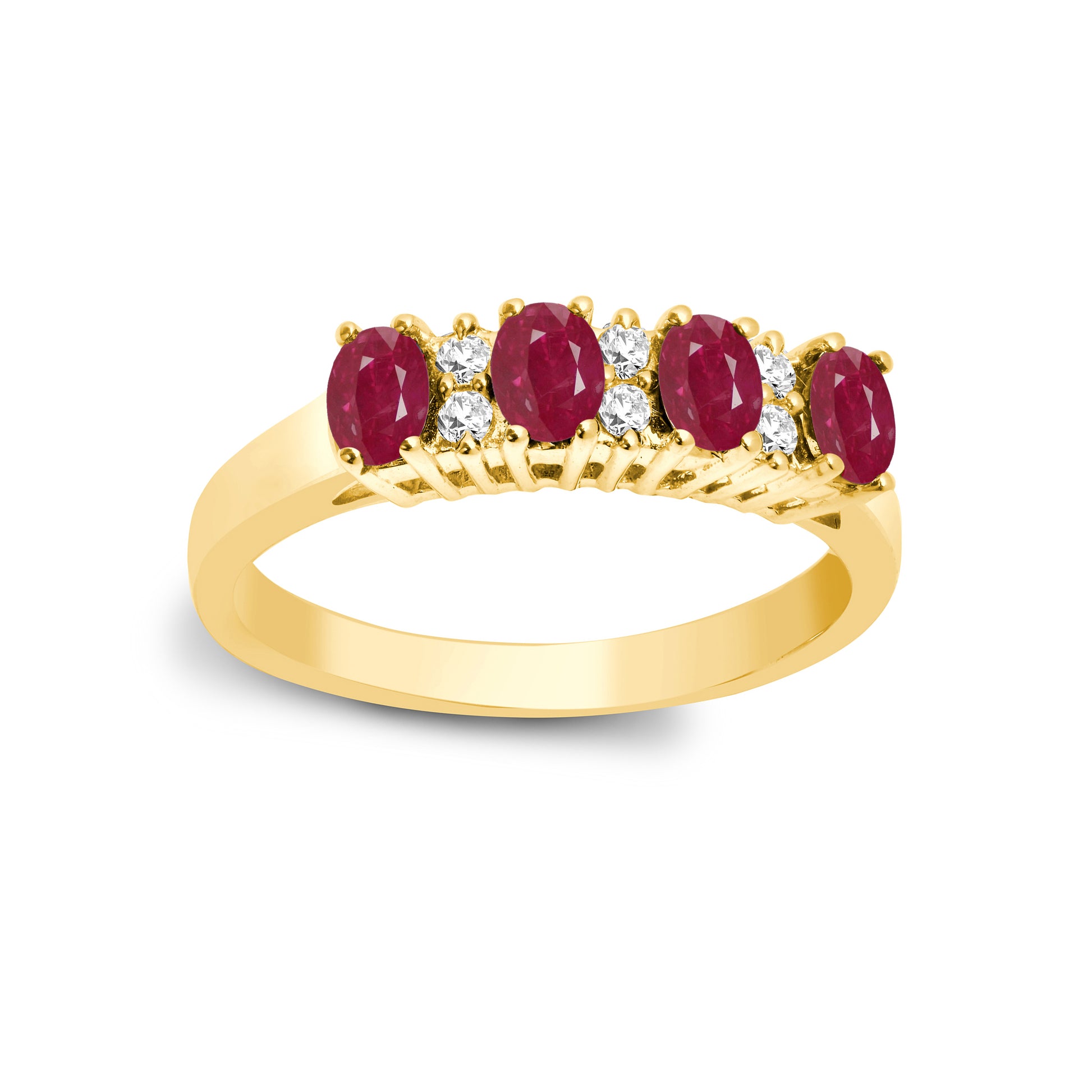 9ct Gold  Diamond Red Ruby Quadrilogy Eternity Ring 4mm - 9R392