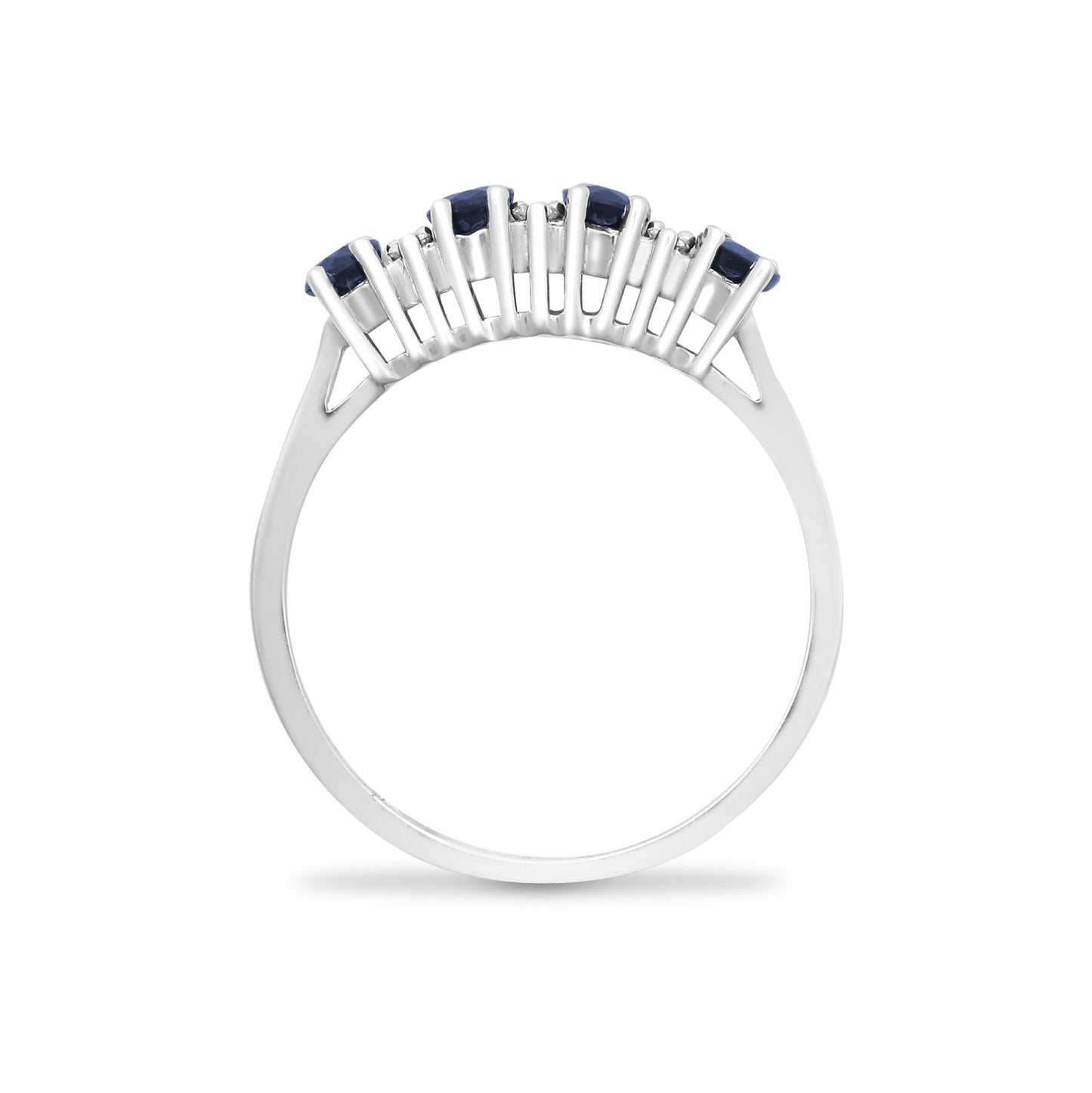 9ct White Gold  Diamond Blue Sapphire Quadrilogy Eternity Ring 4mm - 9R393