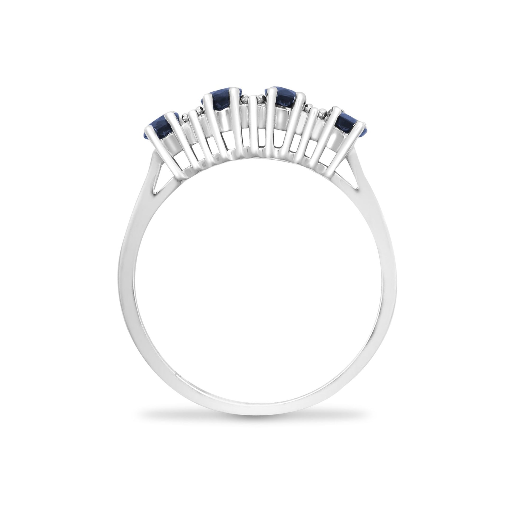 9ct White Gold  Diamond Blue Sapphire Quadrilogy Eternity Ring 4mm - 9R393