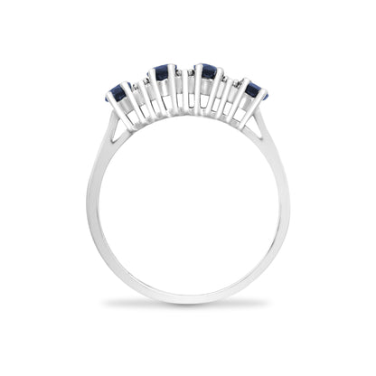 9ct White Gold  Diamond Blue Sapphire Quadrilogy Eternity Ring 4mm - 9R393