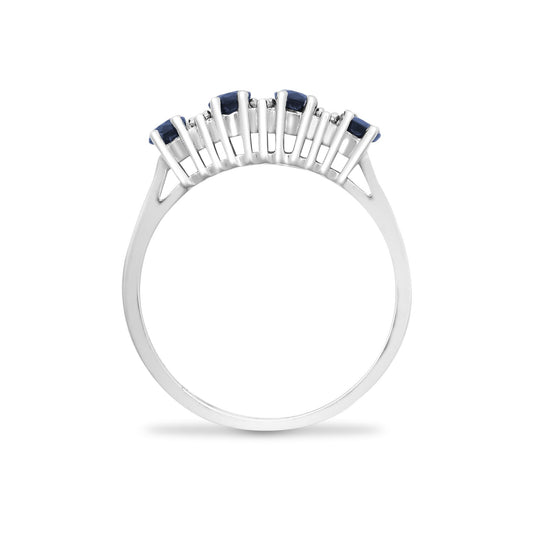 9ct White Gold  Diamond Blue Sapphire Quadrilogy Eternity Ring 4mm - 9R393