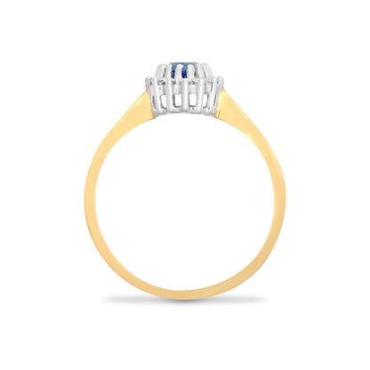9ct Gold  Diamond Blue Sapphire Classic Royal Cluster Ring 9mm - 9R401