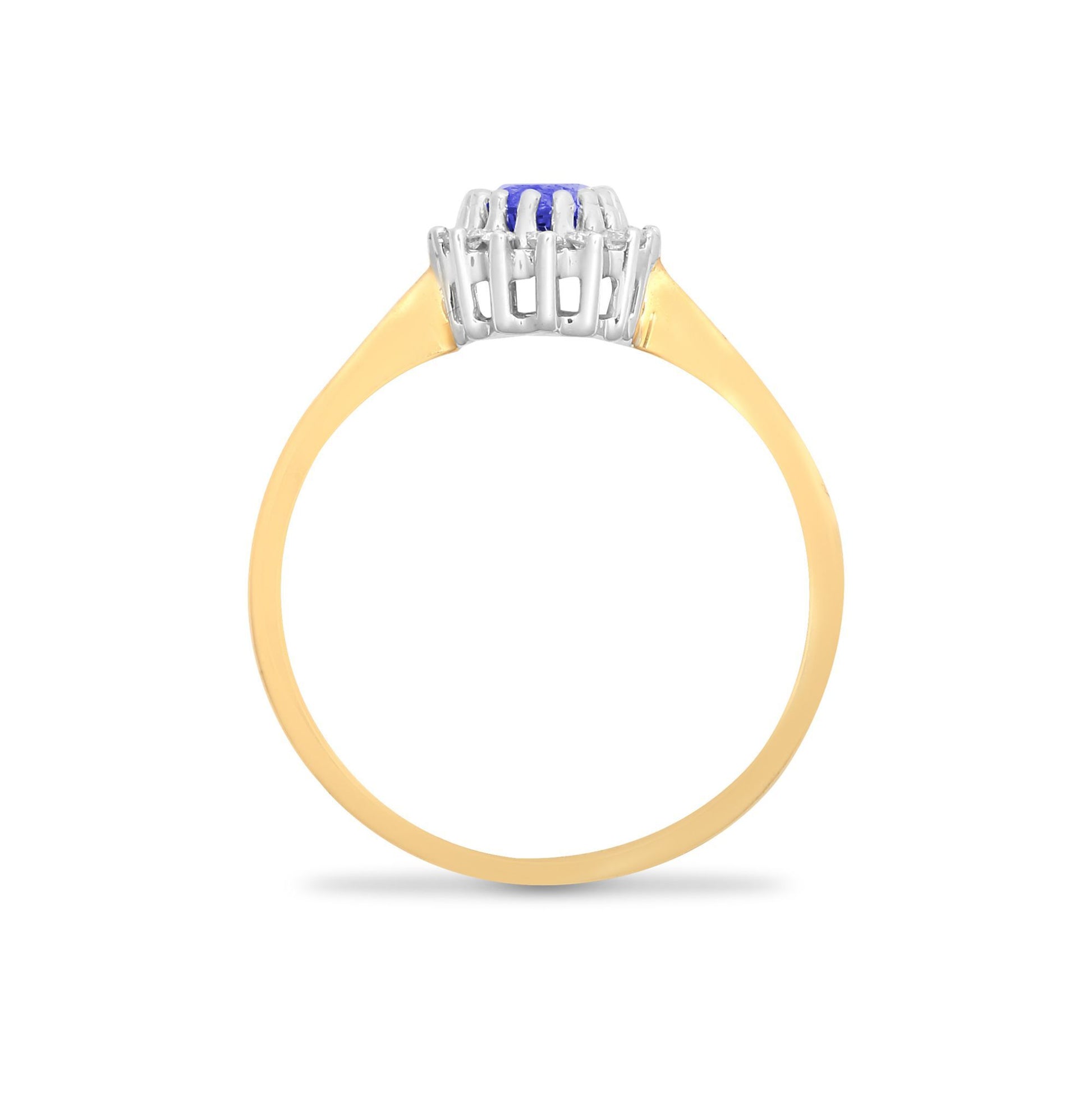9ct Gold  Diamond Lilac Tanzanite Classic Royal Cluster Ring 9mm - 9R403