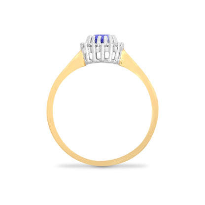 9ct Gold  Diamond Lilac Tanzanite Classic Royal Cluster Ring 9mm - 9R403