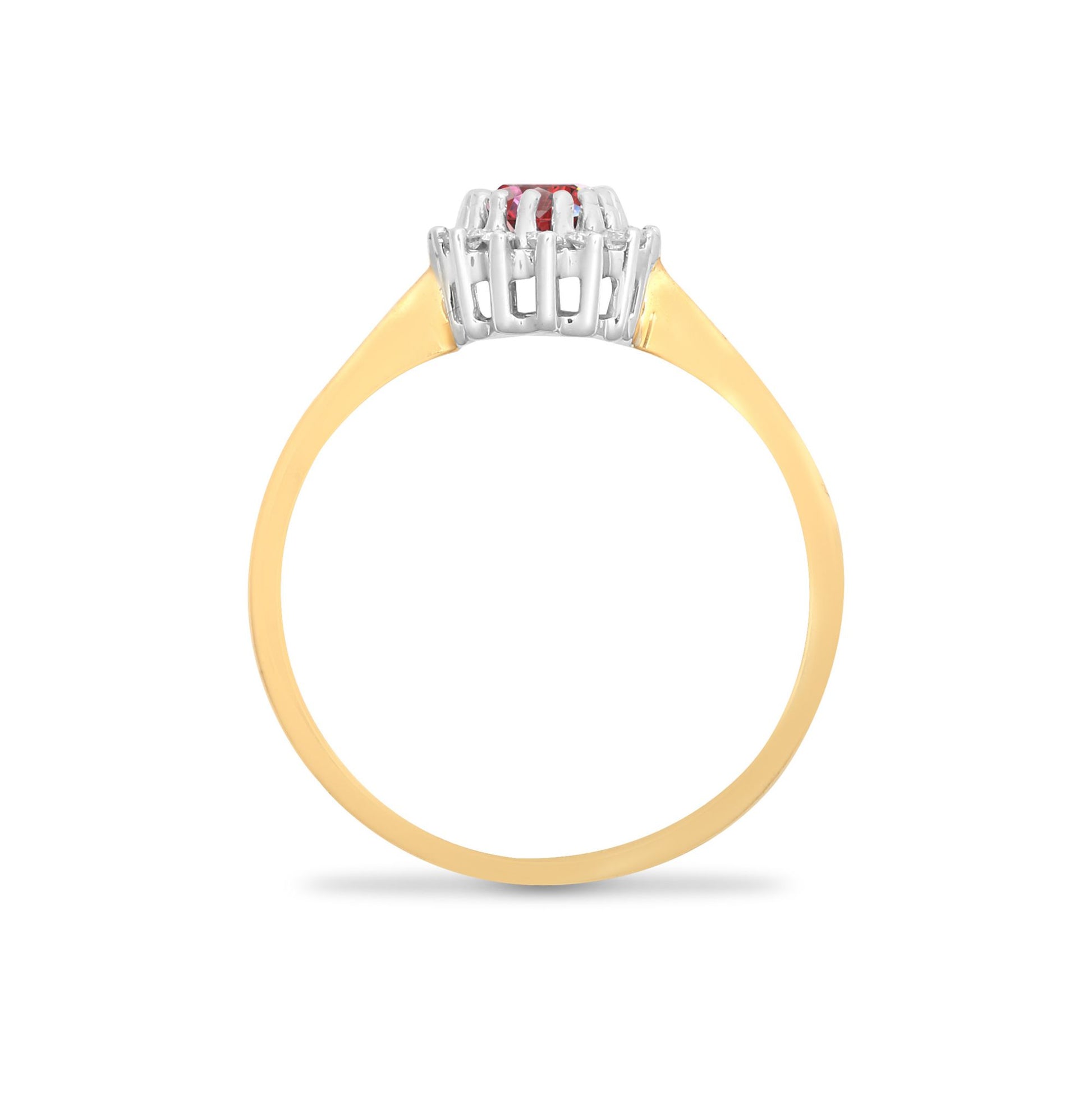 9ct Gold  Diamond Red Ruby Classic Royal Cluster Ring 9mm - 9R405